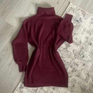 Burgundy turtleneck sweater dress
